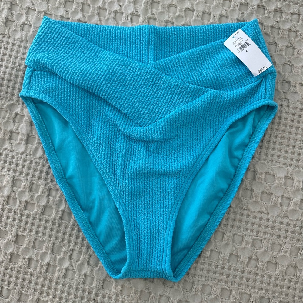 GAP Turquoise Textured High-Waist Bikini Bottom